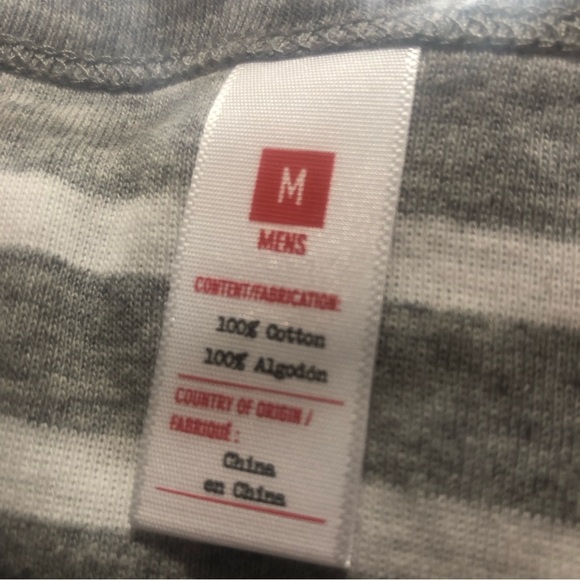 MENS 100% Cotton Pajama Set Gray and White Striped Size M New in open packaging - Picture 6 of 13